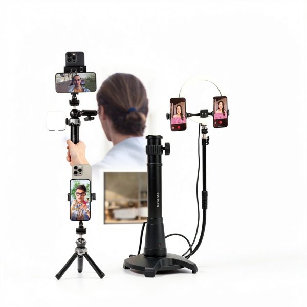 Neewer Dual Phone Tripod Mount Adapter Metal 360 Rotatable-1