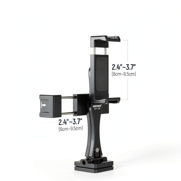 Neewer Dual Phone Tripod Mount Adapter Metal 360 Rotatable-3