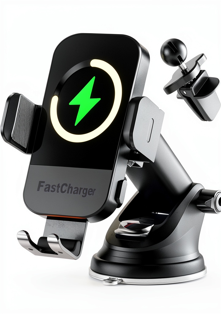 Core Tech Wireless Car Charger Mount installed on a car dashboard