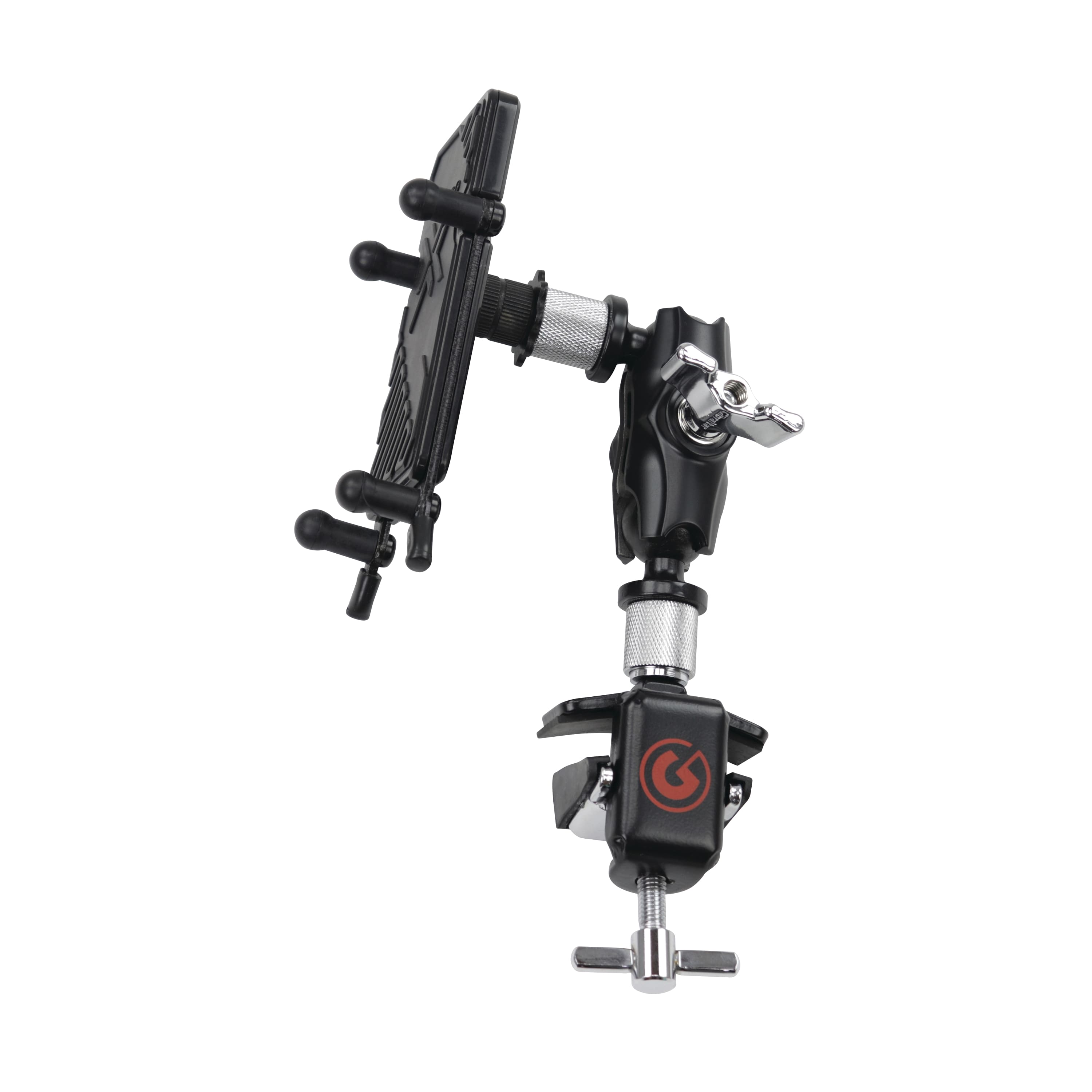 Gibraltar smartphone mount attached to a bass drum hoop
