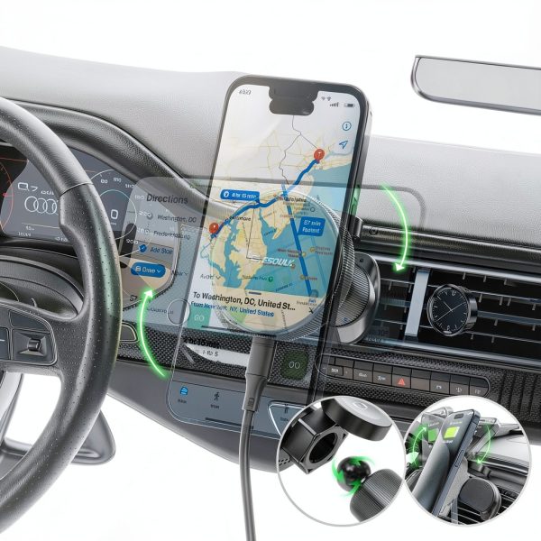 Esoulk Magnetic Wireless Car Charger 2 in 1 Fast Charging-5