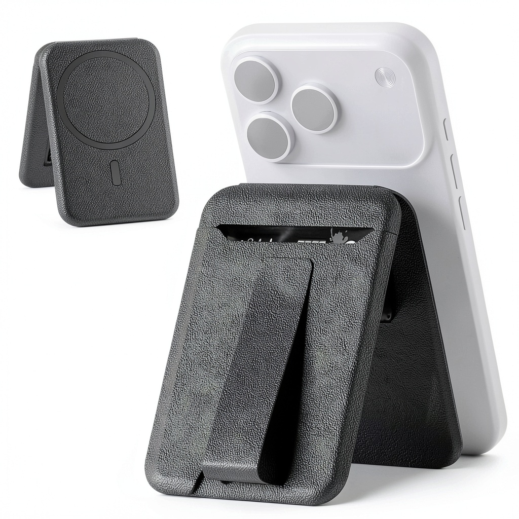 Neewer Magnetic Phone Wallet in use on a desk for video recording