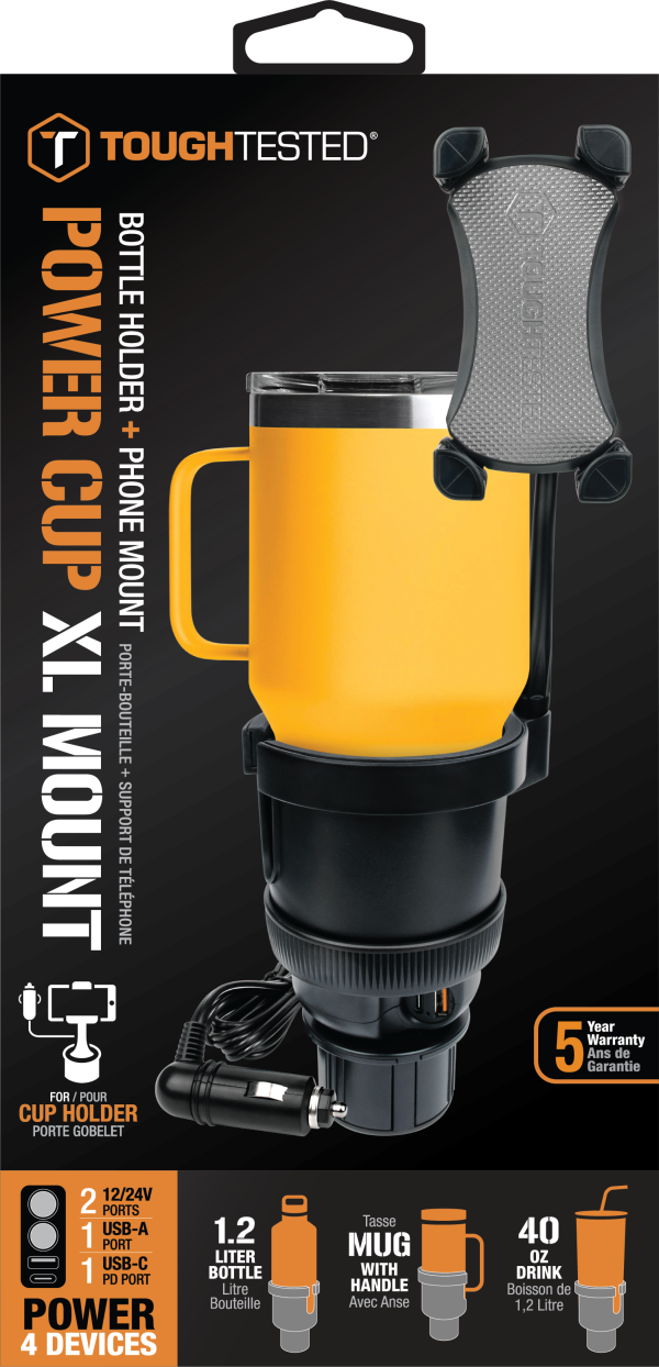 RoadTech Power Cup XL Bottle & Phone Mount with 4‑Port Charger-8