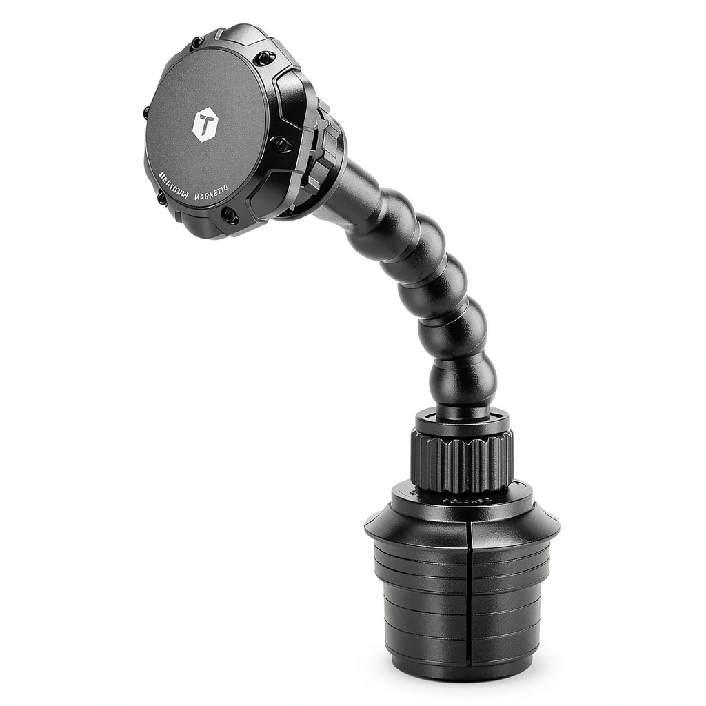 Installing the MagTough cup‑holder mount in a car cup‑holder