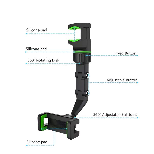 ClipMount Universal Rearview Mirror Phone Holder Adjustable 360° Clip-1
