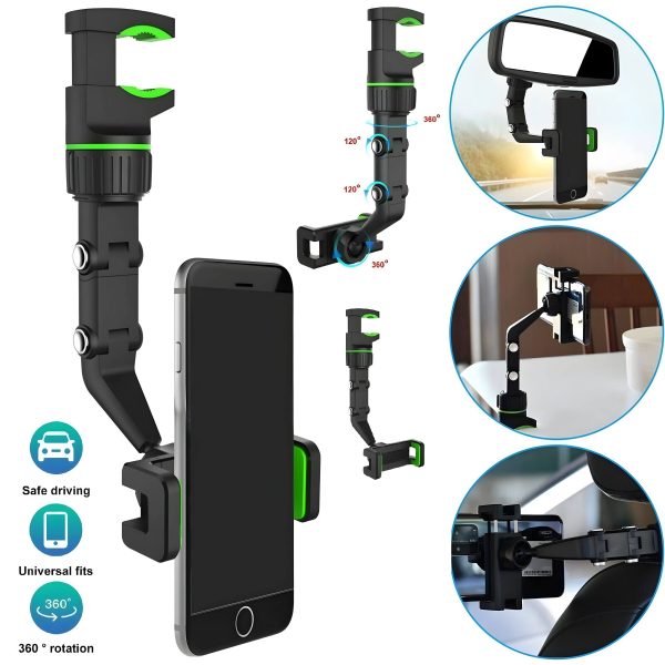 ClipMount Universal Rearview Mirror Phone Holder Adjustable 360° Clip-5