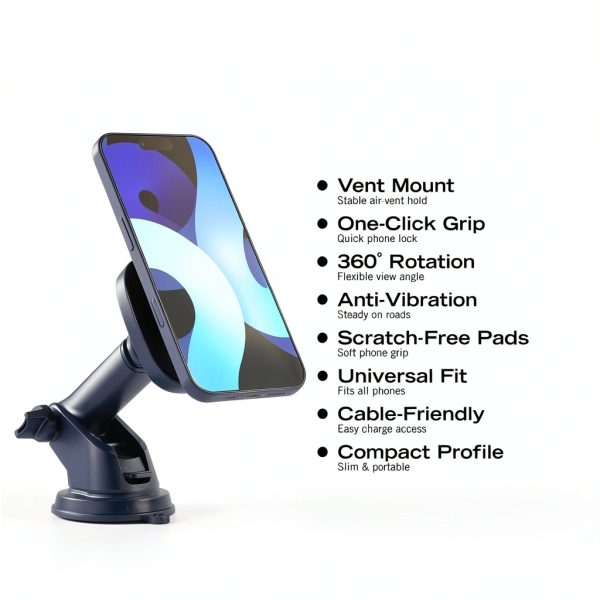 Nautica PH120 Magnetic Phone Holder 3-in-1 Car Mount with Magnet-7