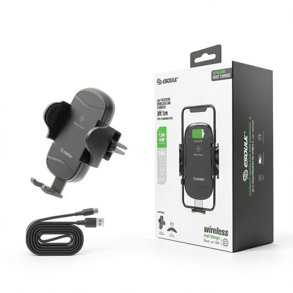 Esoulk 360° Air Vent Wireless Car Charger 15W Fast Charge & Rotation-5