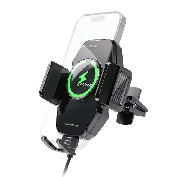 Wireless Car Charger Esoulk 15W Fast Charging Vent Mount Black-0