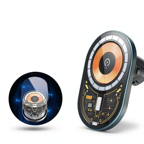 Magnetic Car Mount Entronix Wireless Charging AC Vent or Suction Cup-3
