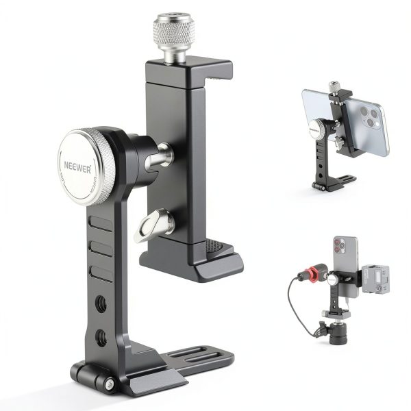 Neewer Metal Phone Mount Cold Shoe Tripod for Smartphones Black-0