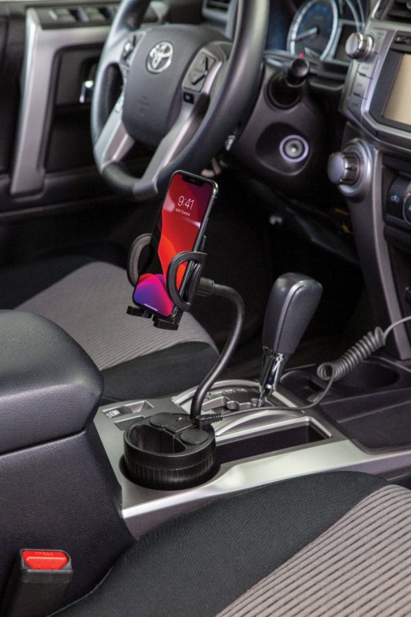 Scosche PowerHub Cup Holder Mount Dual USB and Dual 12V Charger Black-1